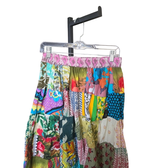 Vibrant Multicolor Patchwork Maxi Skirt - Picture 1 of 6